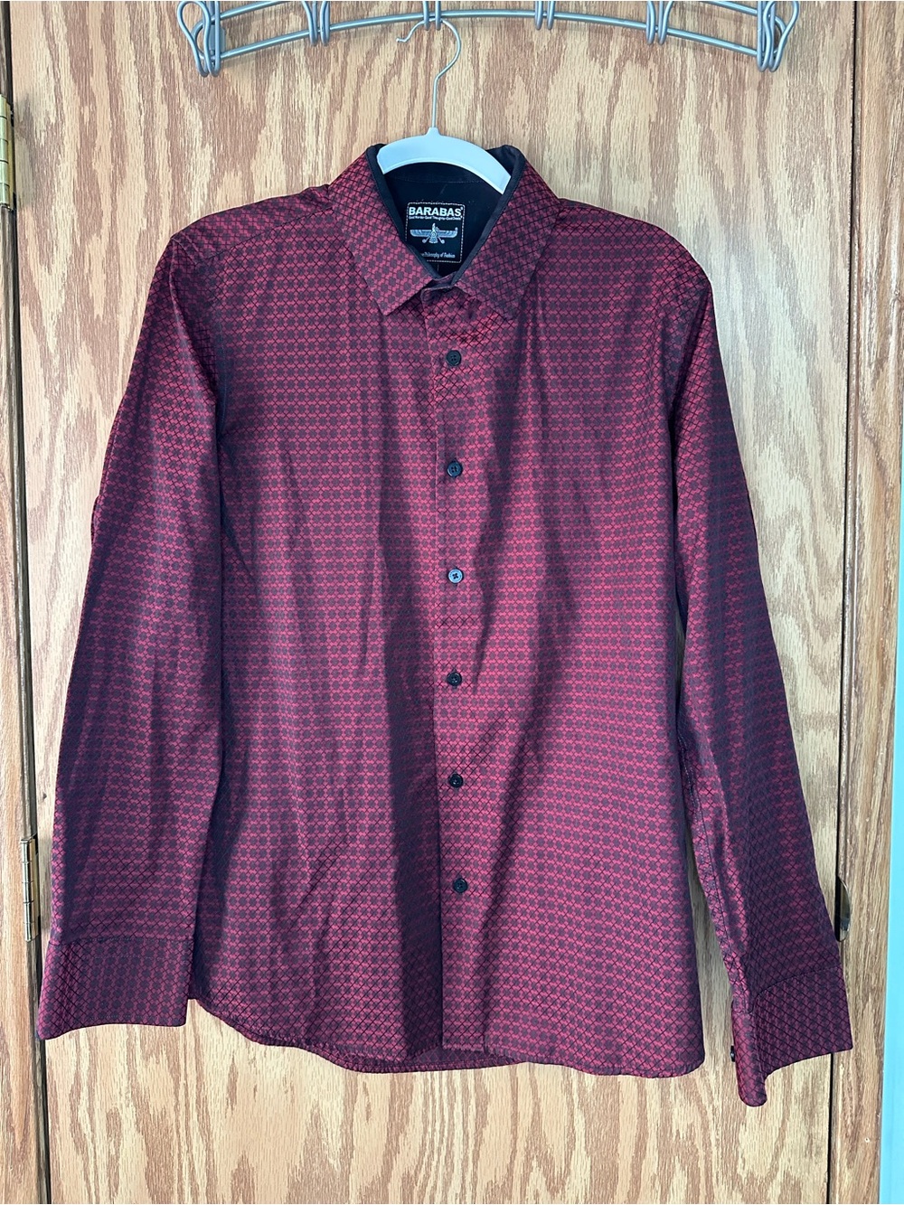 Men's Barabas Brand Red Patterned Button-Down Shirt Size Large